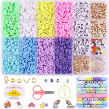 Kit di 3500 perline di argilla pastello per la creazione di braccialetti, perline Heishi in polimero color macaron per gioielli, kit per braccialetti