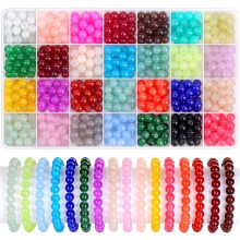 700 pieces of glass beads for jewelry making, 28 colors, 8mm crystal bracelet and craft bead kit