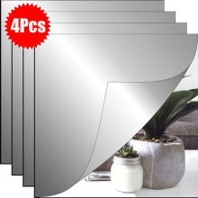 Flexible Self Adhesive Mirror Sheets Non Glass Tiles Stickers Home Wall Decor UK
