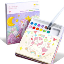 Libro da colorare con acquerelli per bambini dai 3 agli 8 anni, kit per dipingere ad acquerello, per attività artistiche, Unicorno