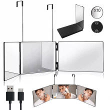 3 Way Mirror 360 Mirror Self Hair Cut Back View Adjustable Tri fold with LED