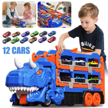 Dinosaur Transport Truck Toy Set – Foldable Track & Alloy Car Gift for Kids NEW