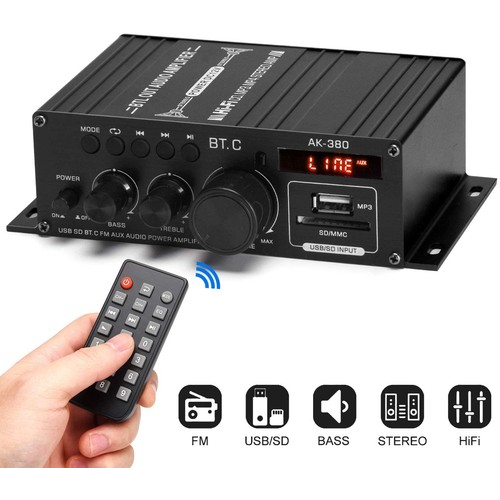 Mini Bluetooth 5.0 Digital Power Amplifier USB Music Player FM Stereo Audio Amp
