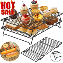 Cake Cooling Rack Baking Cooking Folding Feet Chrome Plated Shelf 34x24x5.7cm