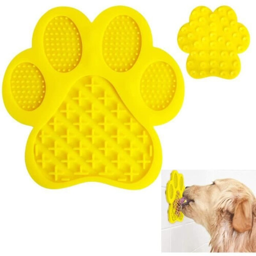 Dog Lick Pad - Silicone - Yellow - Durable - Easy to Clean