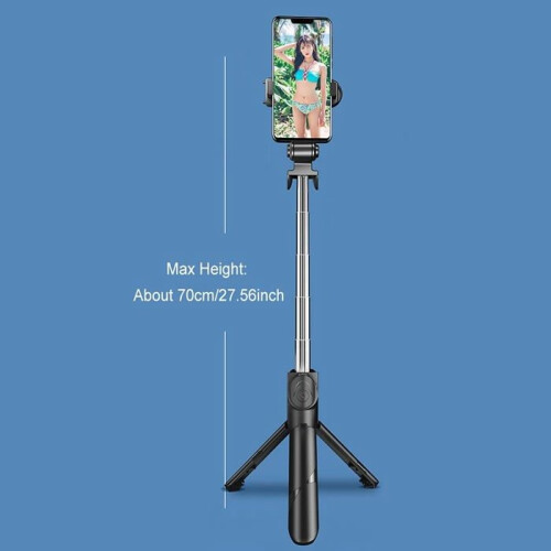 Bluetooth selfie stick with tripod, 28 inches, foldable and extendable, for mobile phone, with remote shutter release 1