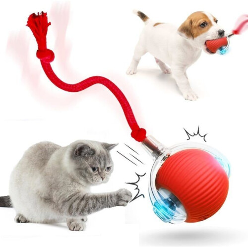 Interactive Ball - HANDEIU - Red - Motion Activated - For Dogs and Cats - Durable and Safe