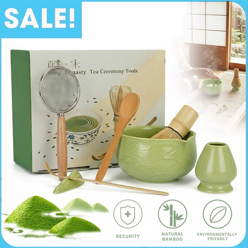 Matcha Making Tool Set Bamboo Tea Whisk Tea Scoop Bowl Ceramic Tea Whisk Kit UK 1
