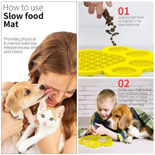 Dog Lick Pad - Silicone - Yellow - Durable - Easy to Clean 2