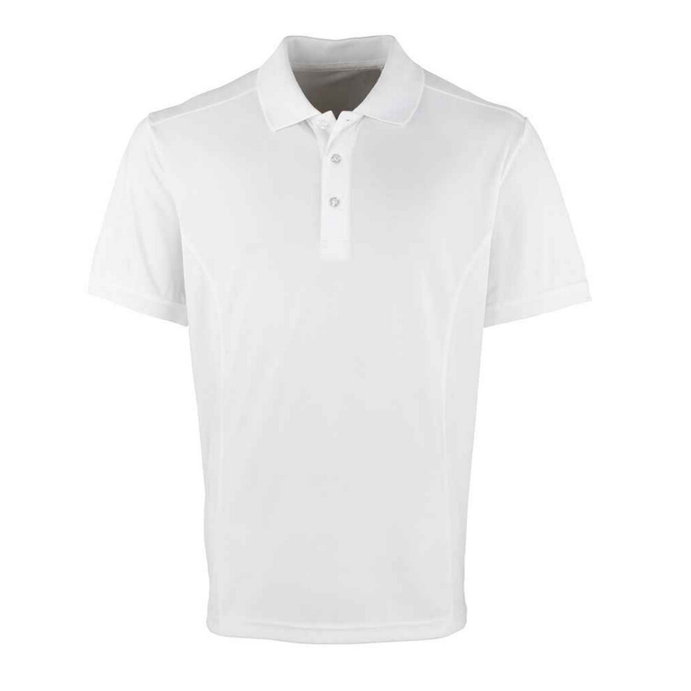 Premier (S, White) Mens Coolchecker Pique Polo Shirt
