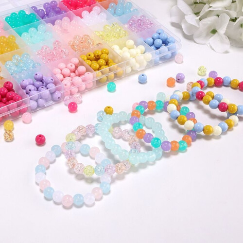 Bracelet making kit, 24 grids, solid color macaron beads, 6mm baking paint beads, bead bracelet accessories 2