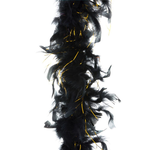 Black Feather Boa with Gold Tinsel 45g 2m Flapper