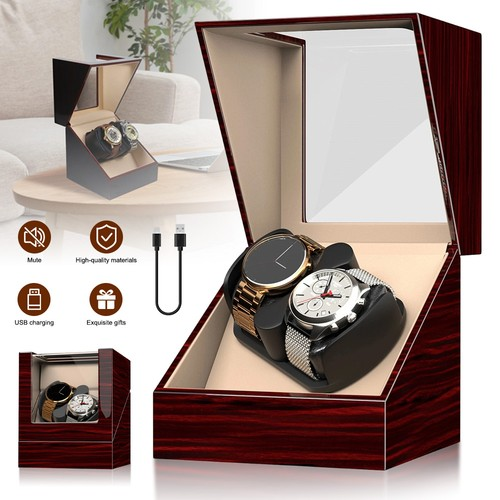 Double Automatic Watch Winder Case Display Box Mute Motor With 2 Rotation Modes 1