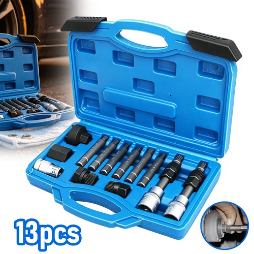 13pc Alternator Freewheel Pulley Removal Tool Set Socket Bit Kit For BMW Audi VW 1
