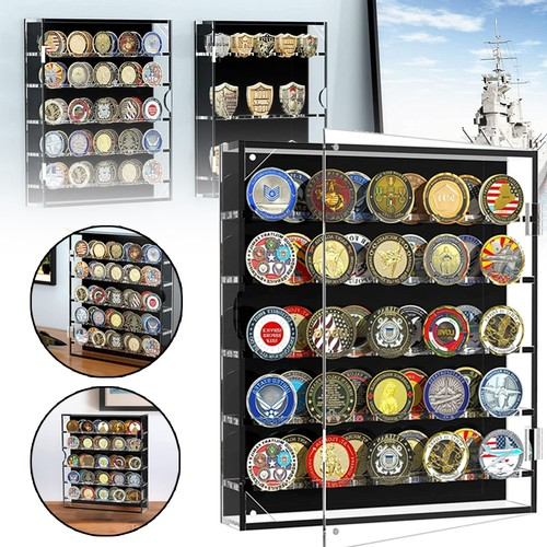 Challenge Coin Display Case Hangable Wall Display Case for Displaying 45 Badges 1