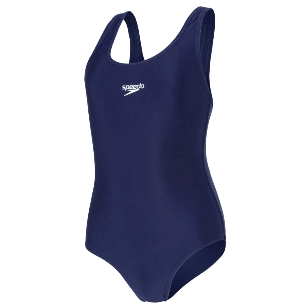 Speedo (7-8 Years, Navy) Girls Medalist One Piece Swimsuit