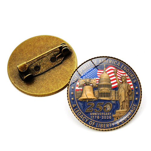 Commemorative Zinc Alloy Lapel Pin With Secure Clasp-Copper 11 2