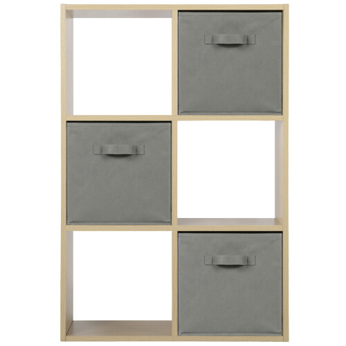 Charles Jacobs (3 Grey Drawers) Charles Jacobs Oak 6 Cube Open Book Shelf Storage Unit 2
