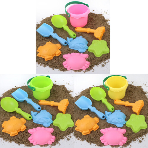 ensemble de jouets de sable vibrant 8PCS pour la plage-Rose 1