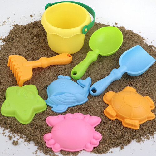 Ensemble de jeu de plage 8 en 1 pour tout-petits, jouet de-Jaune
