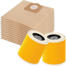 10 Bags for WD3 WD2 WD1 MV2 MV3 SE 4002 Vacuum Cleaners with 2 Filters 6.959-130. / 6.414-552.0