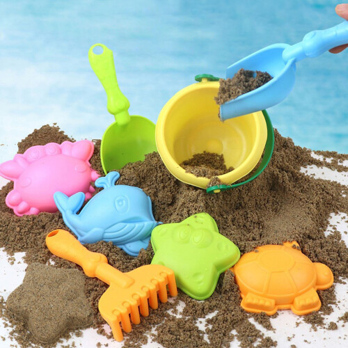 ensemble de jouets de sable vibrant 8PCS pour la plage-Rose 2