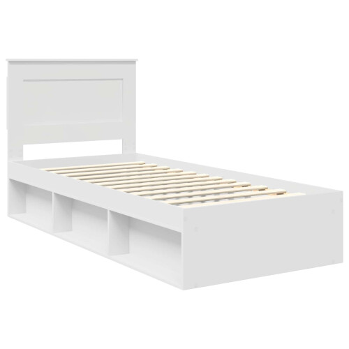 VidaXL vidaXL Bed Frame with Headboard White 75 x 190 cm Solid Pine Wood 1