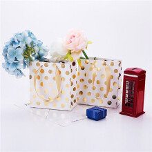 Small Gift Bags with Ribbon Handles Gold Gift Bag,(Metallic Dots 80 Pack Bulk)