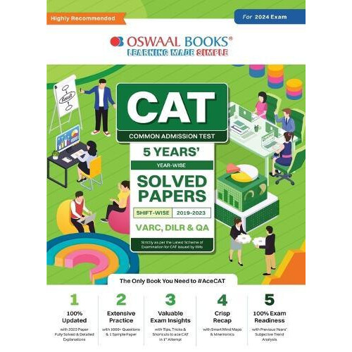 Oswaal CAT 5 Years Solved Papers VARC DILR QA Yearwise Shiftwise 2019