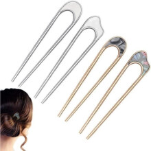 Épingles à cheveux - Métal - Lot de 4 - Style français - Chignon - Style rétro raffiné