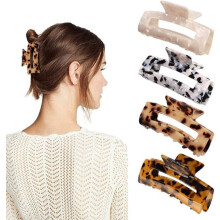 Ensemble de 4 pinces à cheveux en celluloïd, pince papillon française, pince à dents écaille de tortue