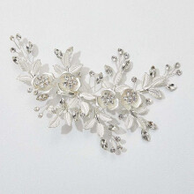 Barrette de mariage en strass avec pince à cheveux en forme de rose claire - Barrette à cheveux artisanale en forme de fleur