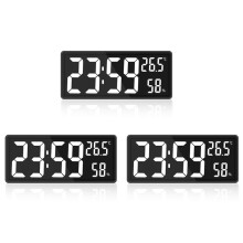 3X LED Digital Wall Clock, Large Digits Display,Indoor Temperature&Humidity,for Farmhouse, Home,Classroom,Office White