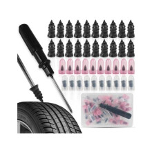 Car Tire Repair Kit Includes 40 Rubber Nails (2 Sizes), Flat/Phillips Screwdriver, Tire Plug, Puncture Repair Kit