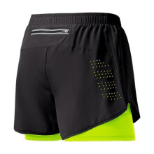 Men's Double Layer Running Shorts, Black, Quick-Drying, Fitness, Sports, Bodybuilding, gaomin - Green