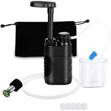 Mini système de nettoyage d'urgence avec paille filtrante, équipement de survie portable en extérieur, noir