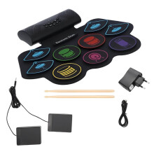 Electronic Drums Silicone Drum Set Hand Roll Drum Set Dual Built-in Speakers Battery Powered Drums EU Plug