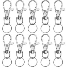 Lot de 50 fermoirs pivotants en métal LOAVER avec anneau porte-clés, petit fermoir mousqueton, crochet pivotant, anneau de jonction