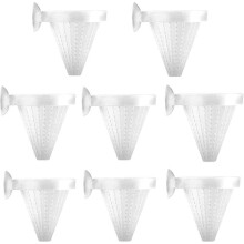 8 mangeoires à trémie en plastique pour aquarium avec ventouse (7 x 6,7 cm) - Nourriture pour poissons/crevettes, blanches