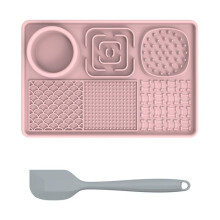 Tapis à lécher en silicone pour chiens et chats, tapis à lécher pour mangeurs lents (rose)