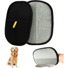 Gant de toilettage pour chat double face en 2 pièces – tissu électrostatique réutilisable, démêlant et anti-poils