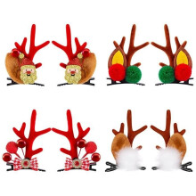 paires de pinces à cheveux de Noël, pinces à cheveux en bois, épingles à cheveux rennes et élans, accessoires de coiffure de fête