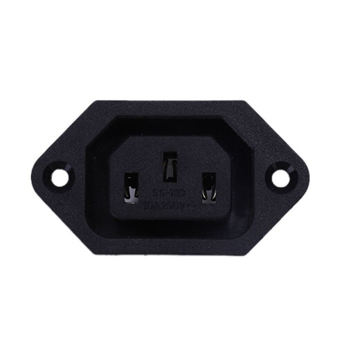 2X AC 250V 10A IEC 320 C13 Panel Mount Plug Connector Socket Black 1