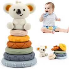 Stapelbarer, weicher Turm, 7-teiliges Montessori-Spielzeug für Babys ab 6 Monaten, Spielzeug zur sensorischen Entwicklung, Badegeschenk