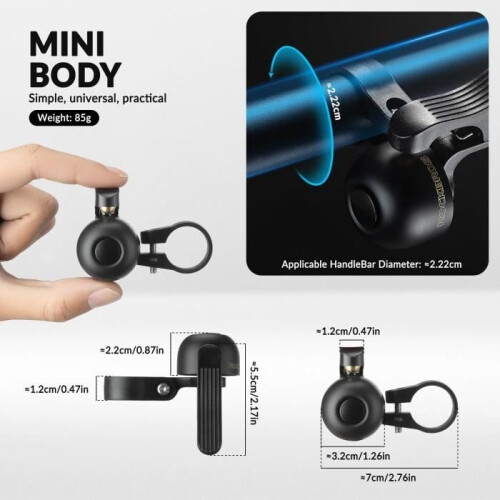 Sonnette de vélo - Non spécifiée - 22,2 mm - Son clair - Installation facile - Unisexe 1