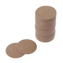100x/Packung Circle Tages DIY Blanko Round Tages-Rindslederfarbe