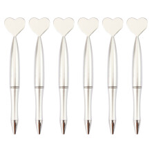6 stylos à bille en forme de cœur pour la saint-valentin,-Argent
