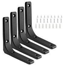Supports d'étagère flottants muraux, 4 pièces,-Noir 4 pouces