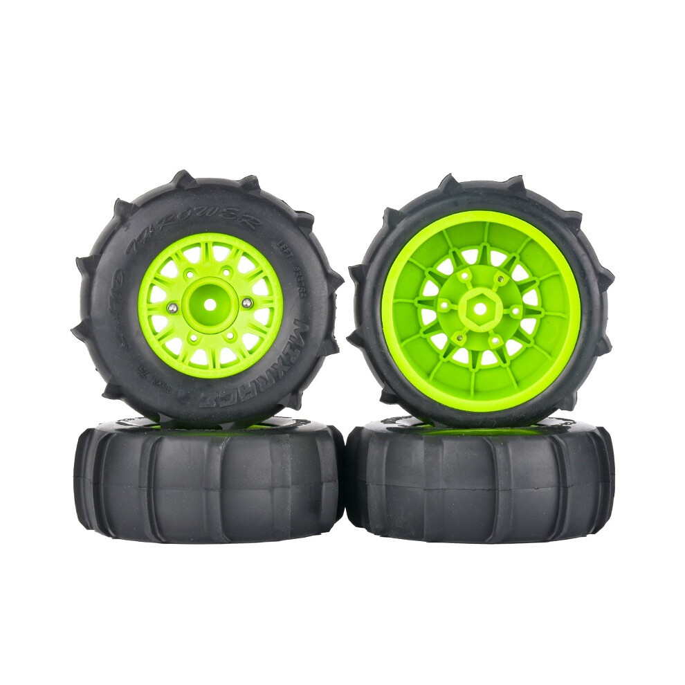 (Green) 4Pcs Short Truck Tire Kit, Universal Upgrade For 1:10 Rc Car Models Green 113121947045