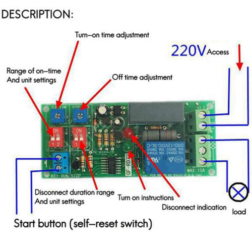 12PCs Dual  Adjustable Cycle Delay Timing Relay Repeat  OFF  Infinite Loop Timer Module AC 100V 110V 240V 1